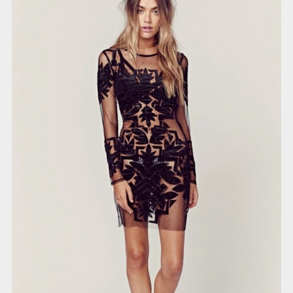 For Love and Lemons - mesh black lace dress FREE SHIPPING